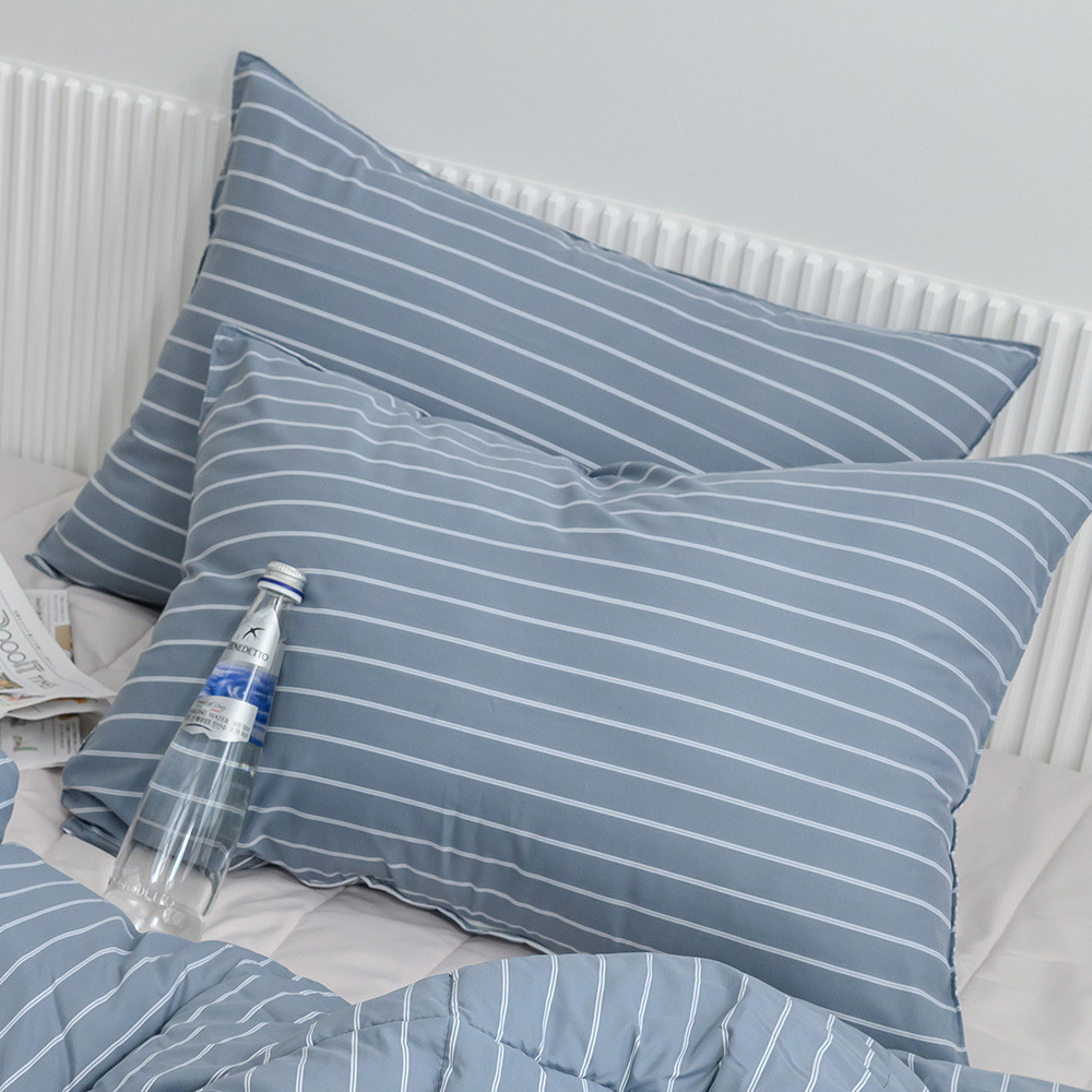 해피니 베개커버 클래식 스트라이프 안티더스트 베개 50x70 (그레이) (베개솜 별매)