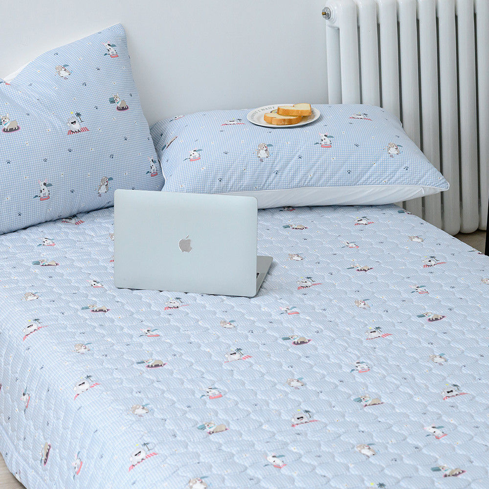 해피니 침대패드 주토피아 카페트겸 패드 밴딩 퀸 Q (블루)