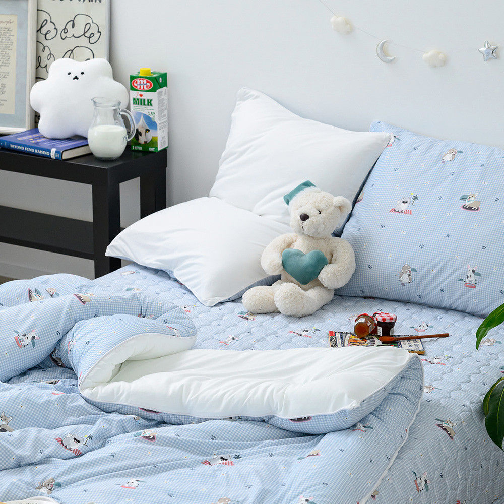 해피니 이불베개세트 주토피아 차렵이불 베개세트 퀸 Q (블루) (베개솜 별매)