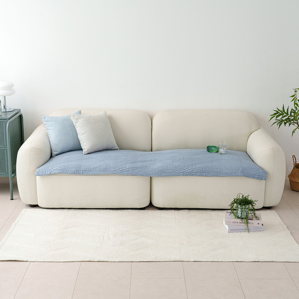 해피니 소파패드 도브 3인용 패드 65x180 (블루) 쇼파 카우치 매트