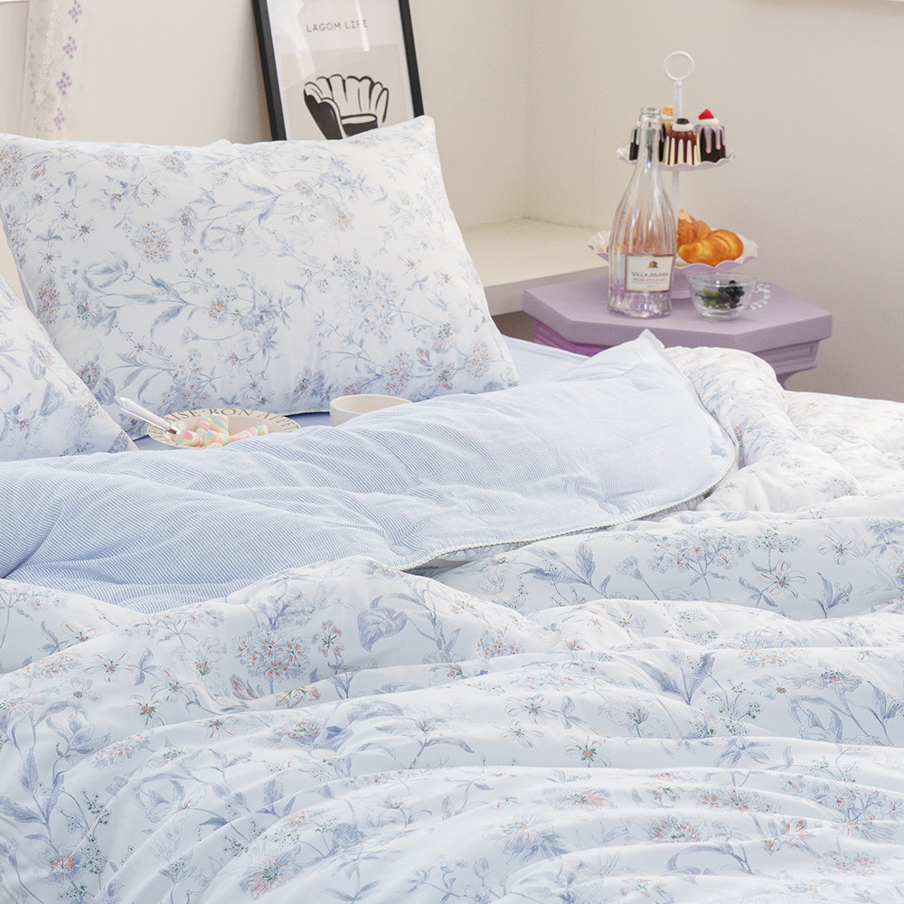 해피니 이불베개세트 토파즈 차렵이불 베개세트 슈퍼싱글 SS (블루) (베개솜 미포함)