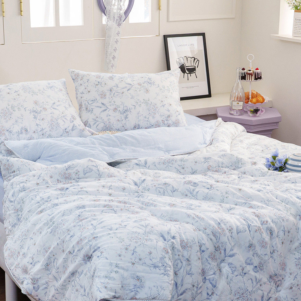 해피니 이불베개세트 토파즈 차렵이불 베개세트 퀸 Q (블루) (베개솜 미포함)