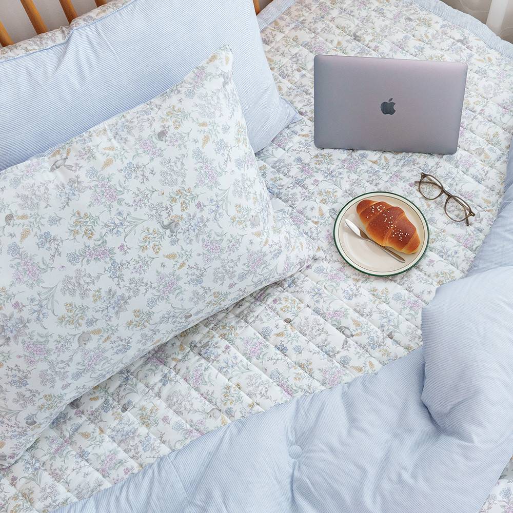 해피니 침대패드 버니 카페트겸 패드 퀸 Q (블루)