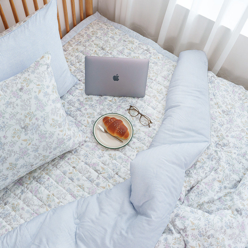 해피니 이불패드세트 버니 차렵이불 패드세트 퀸 Q (블루) (베개솜 미포함)