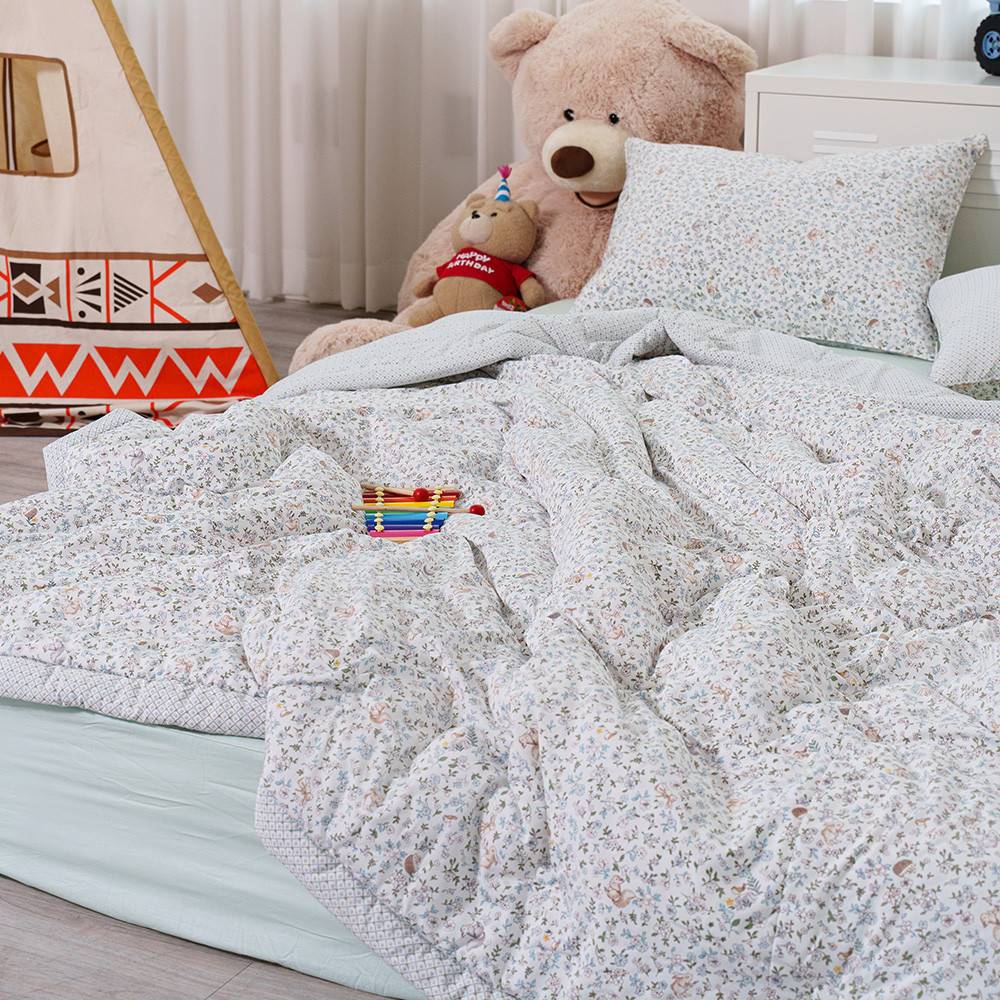 해피니 이불베개세트 미로 차렵이불 베개세트 슈퍼싱글 SS (블루) (베개솜 미포함)