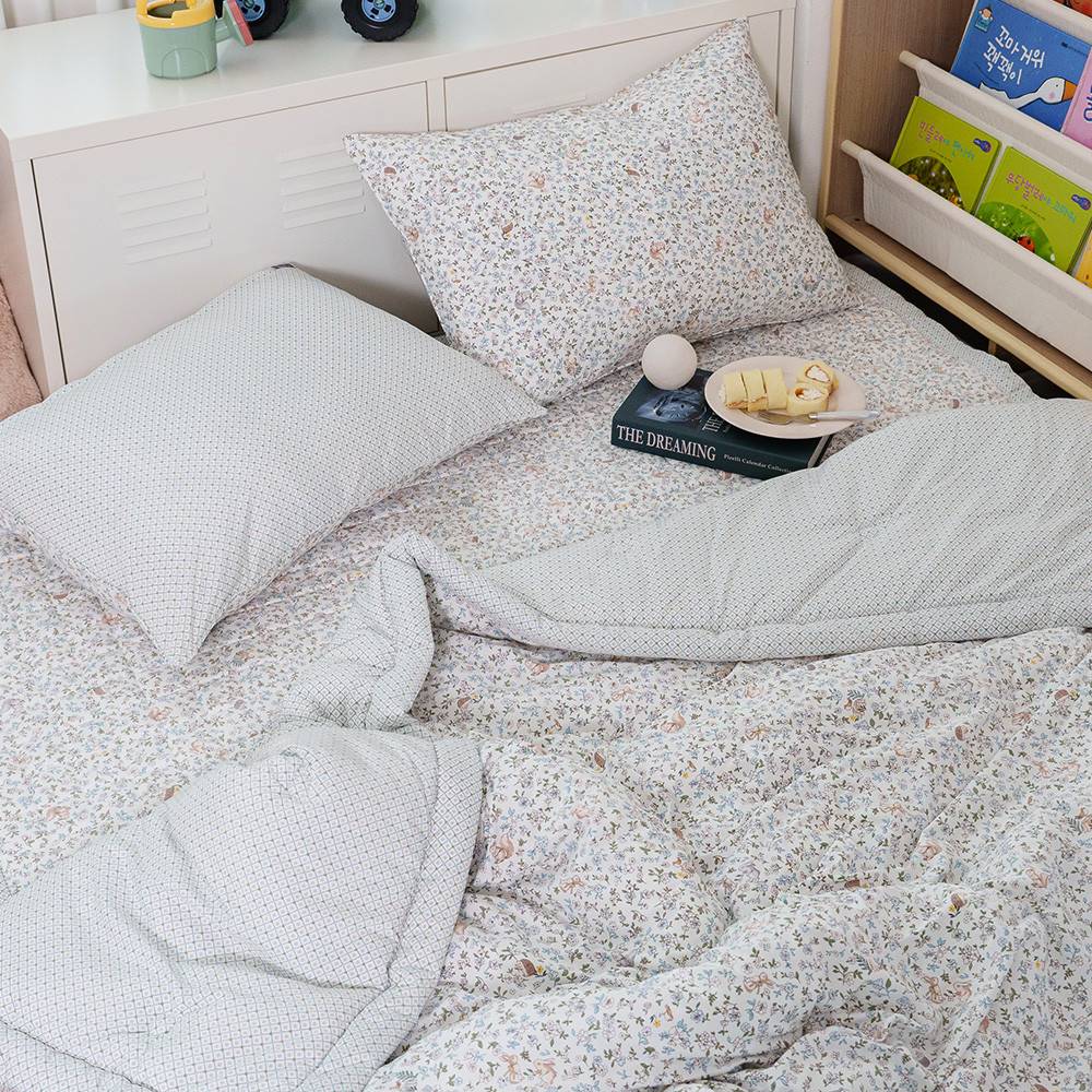 해피니 이불패드세트 미로 차렵이불 패드세트 퀸 Q (블루) (베개솜 미포함)