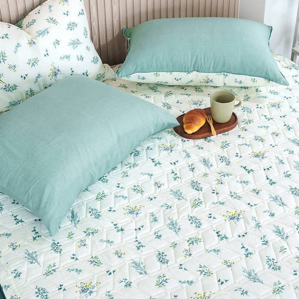 해피니 침대패드 가드니아 카페트겸 패드 밴딩 퀸 Q (그린)