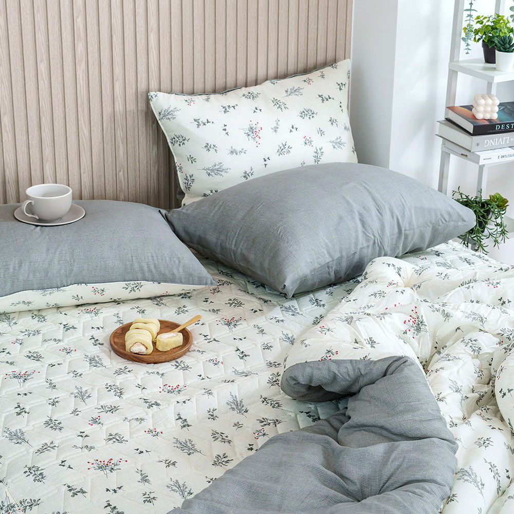 해피니 이불패드세트 가드니아 차렵이불 패드세트 퀸 Q (그레이) (베개솜 별매)