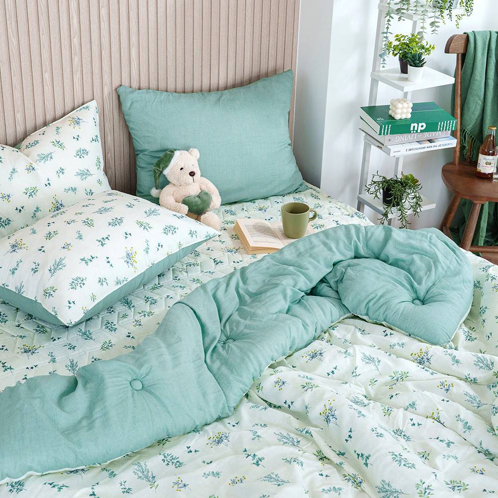 해피니 이불패드세트 가드니아 차렵이불 패드세트 퀸 Q (그린) (베개솜 별매)