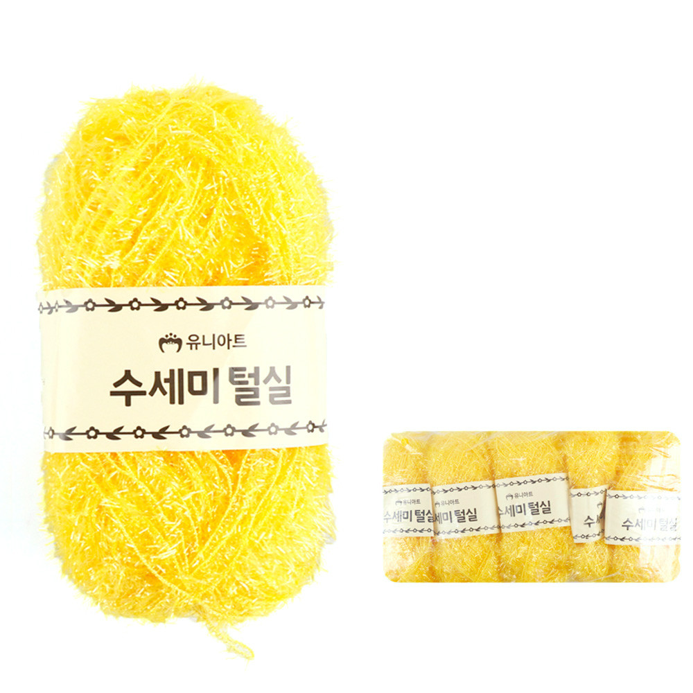 유니아트 뜨개실 (털실) 수세미 털실 미니 (5개입) (노랑)
