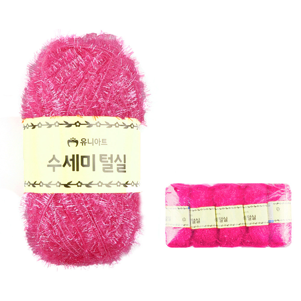 유니아트 뜨개실 (털실) 수세미 털실 미니 (5개입) (진분홍)