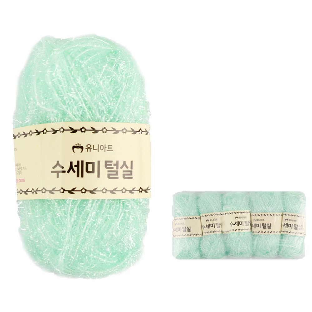 유니아트 뜨개실 (털실) 수세미 털실 미니 (5개입) (민트)