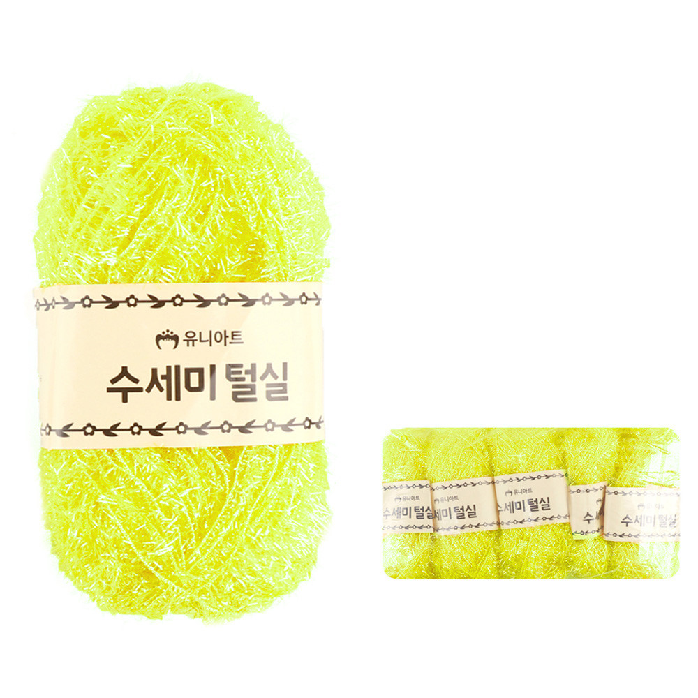 유니아트 뜨개실 (털실) 수세미 털실 미니 (5개입) (형광노랑)