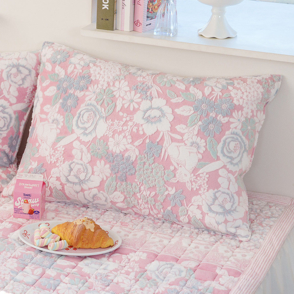 해피니 베개커버 코트니 착번 극세사 베개 50x70 (핑크) (베개솜 별매)