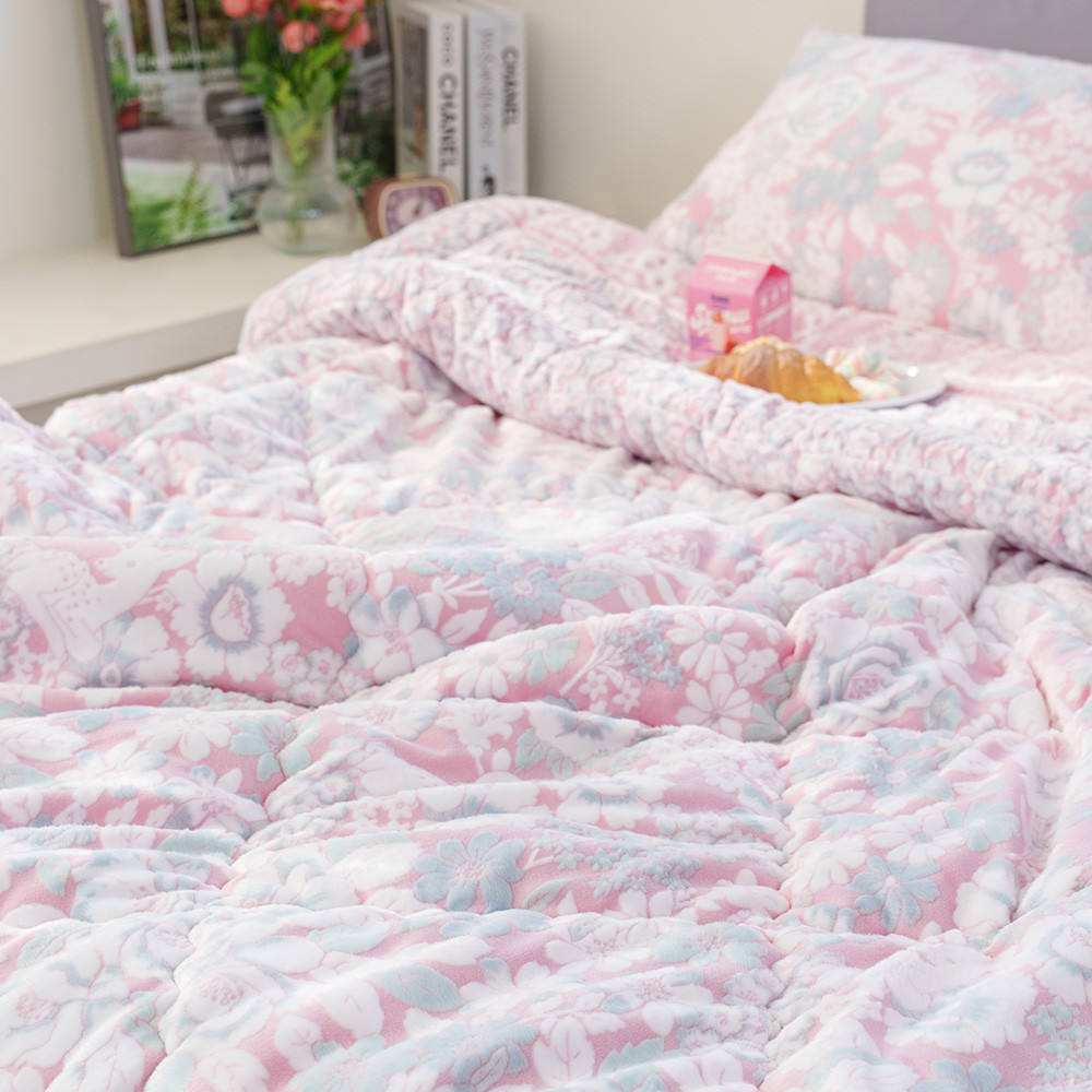 해피니 이불 코트니 착번 극세사 차렵이불 슈퍼싱글 SS (핑크)