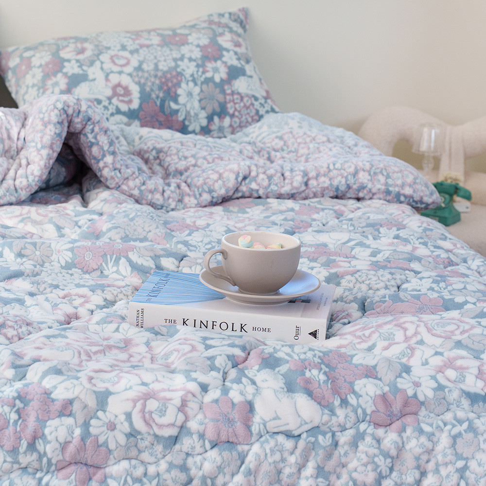 해피니 이불 코트니 착번 극세사 차렵이불 슈퍼싱글 SS (블루)