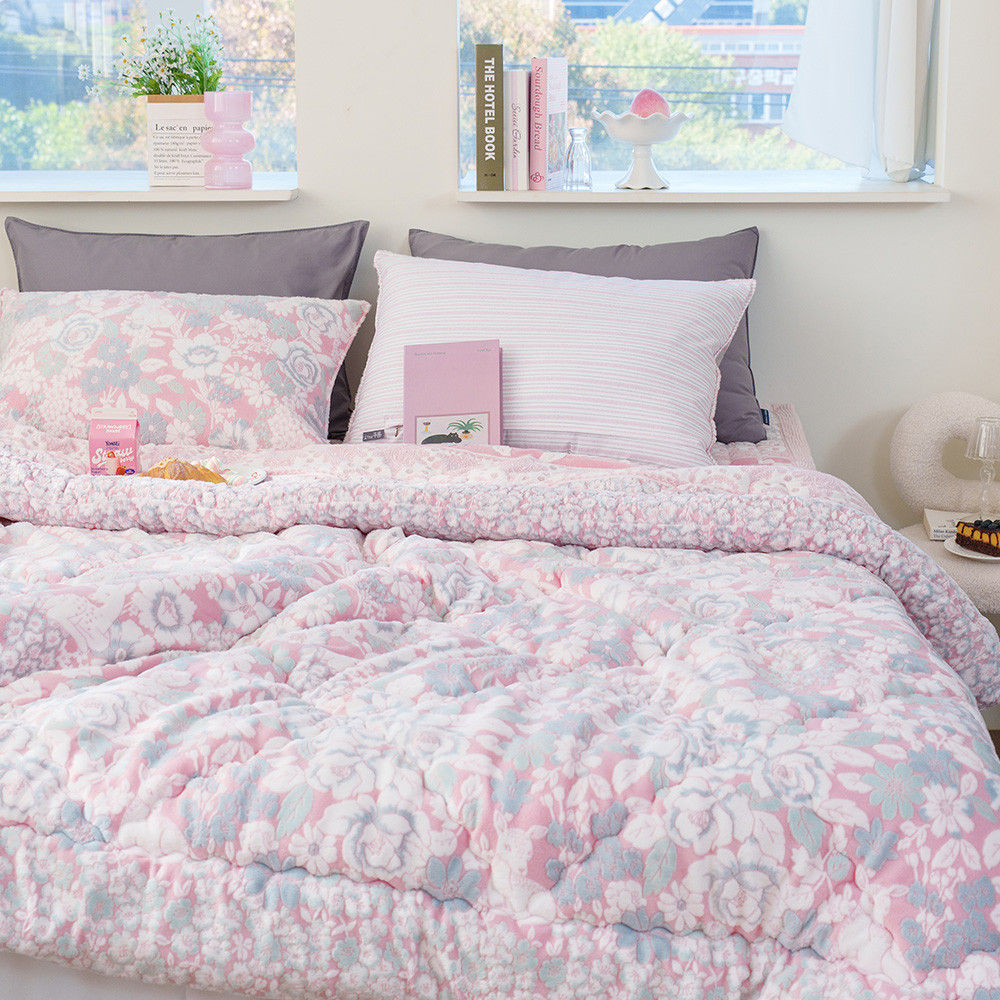 해피니 이불 코트니 착번 극세사 차렵이불 퀸 Q (핑크)