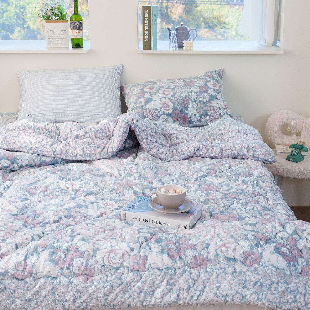 해피니 이불 코트니 착번 극세사 차렵이불 퀸 Q (블루)