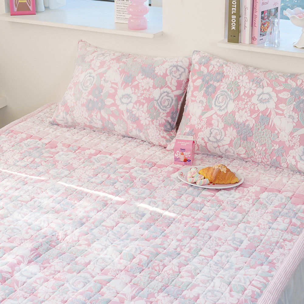 해피니 침대패드 코트니 착번 극세사 카페트겸 패드 퀸 Q (핑크)