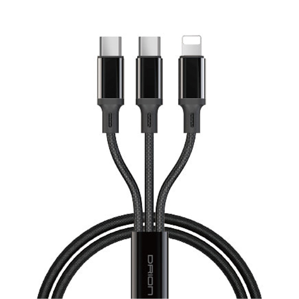 드리온 usb고속충전케이블 3in1 메탈 케이블 1.5M C타입 8핀 (블랙) (DR-8CC-M150)