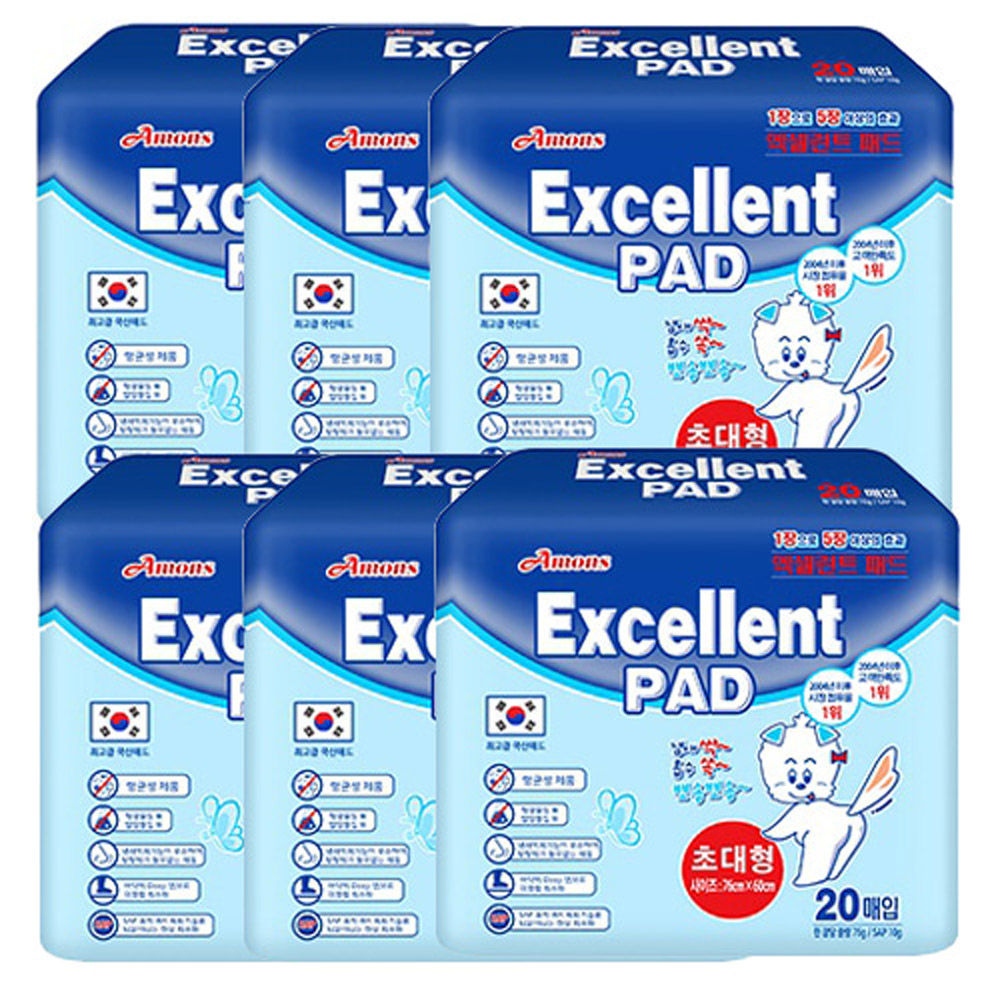 아몬스 배변패드 엑셀런트 초대형 패드 20매 x 6개 (1박스)