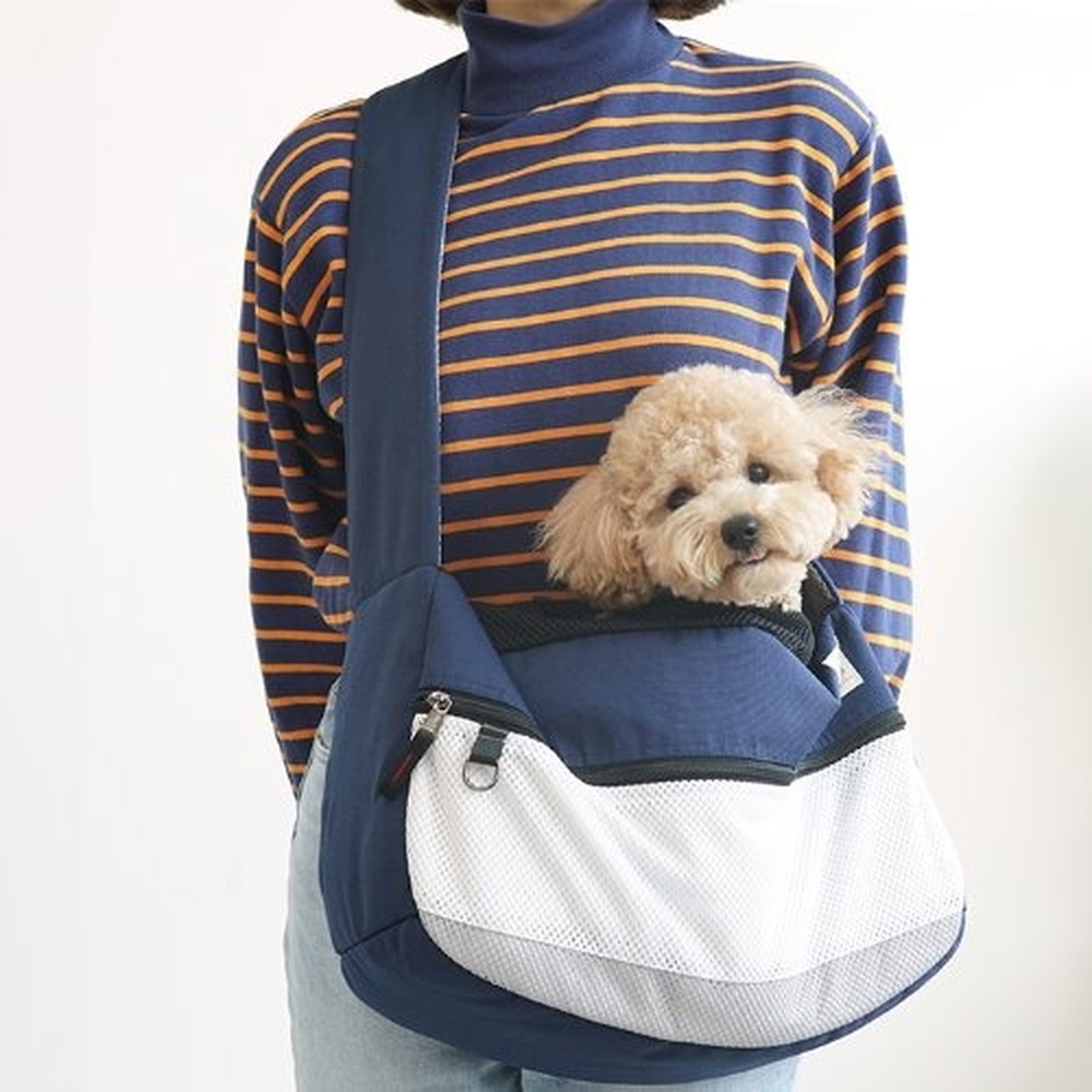 패리스독 강아지슬링백 시그니처 슬링백 (블루) (M) 애견 반려 펫슬링백