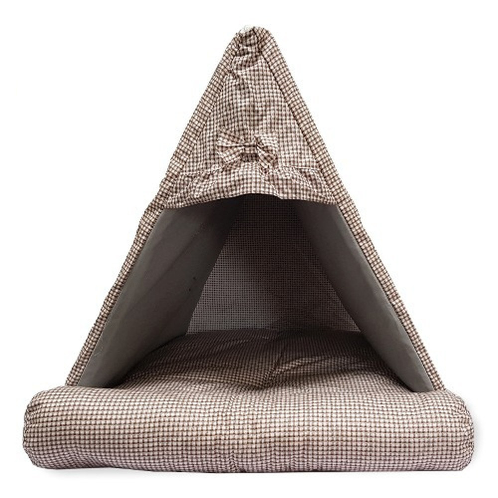 퍼피하우스 강아지하우스 삼각하우스 체크 (브라운) 애견 펫 강아지집