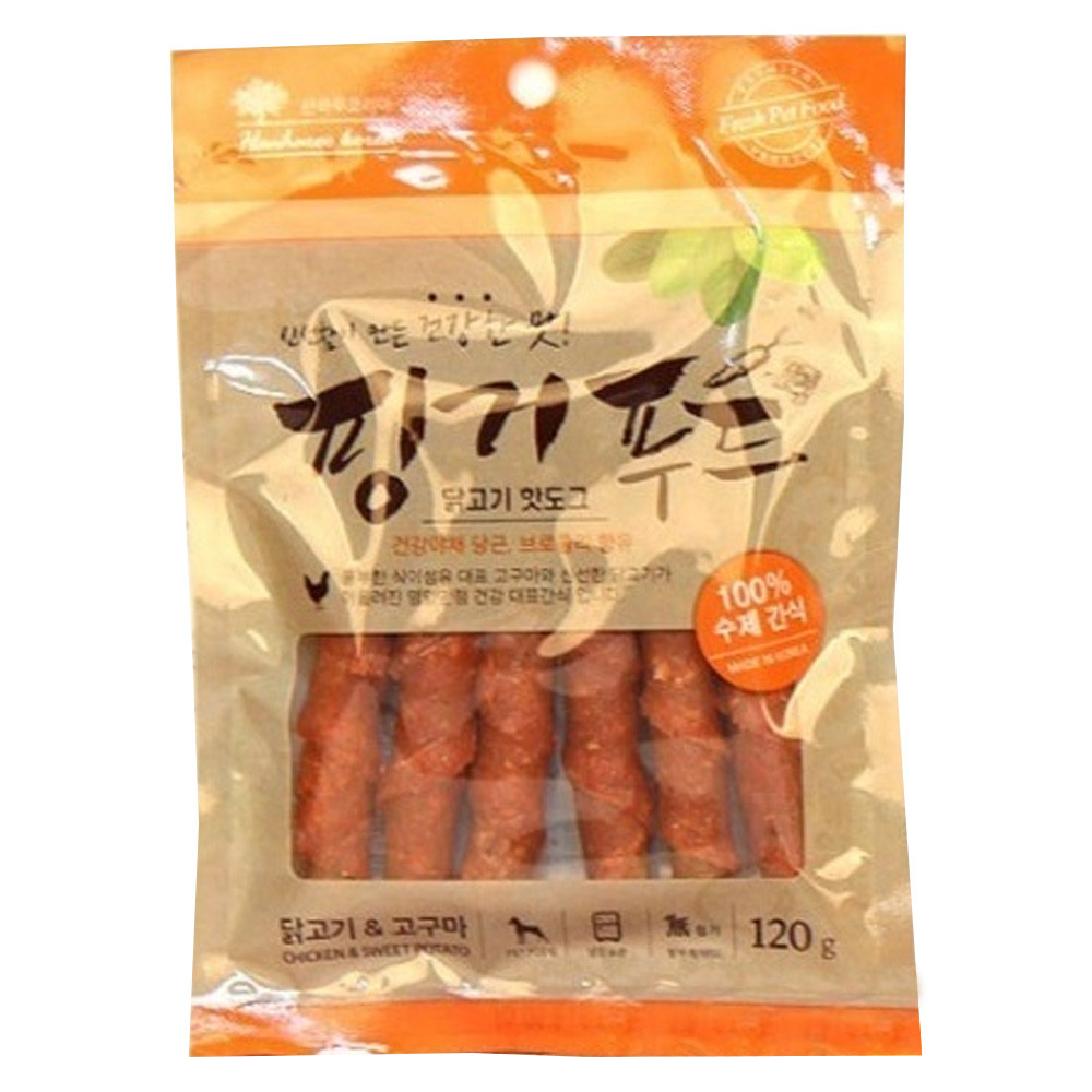 CNK 애견간식 핑거푸드 닭고기 고구마 핫도그 120g