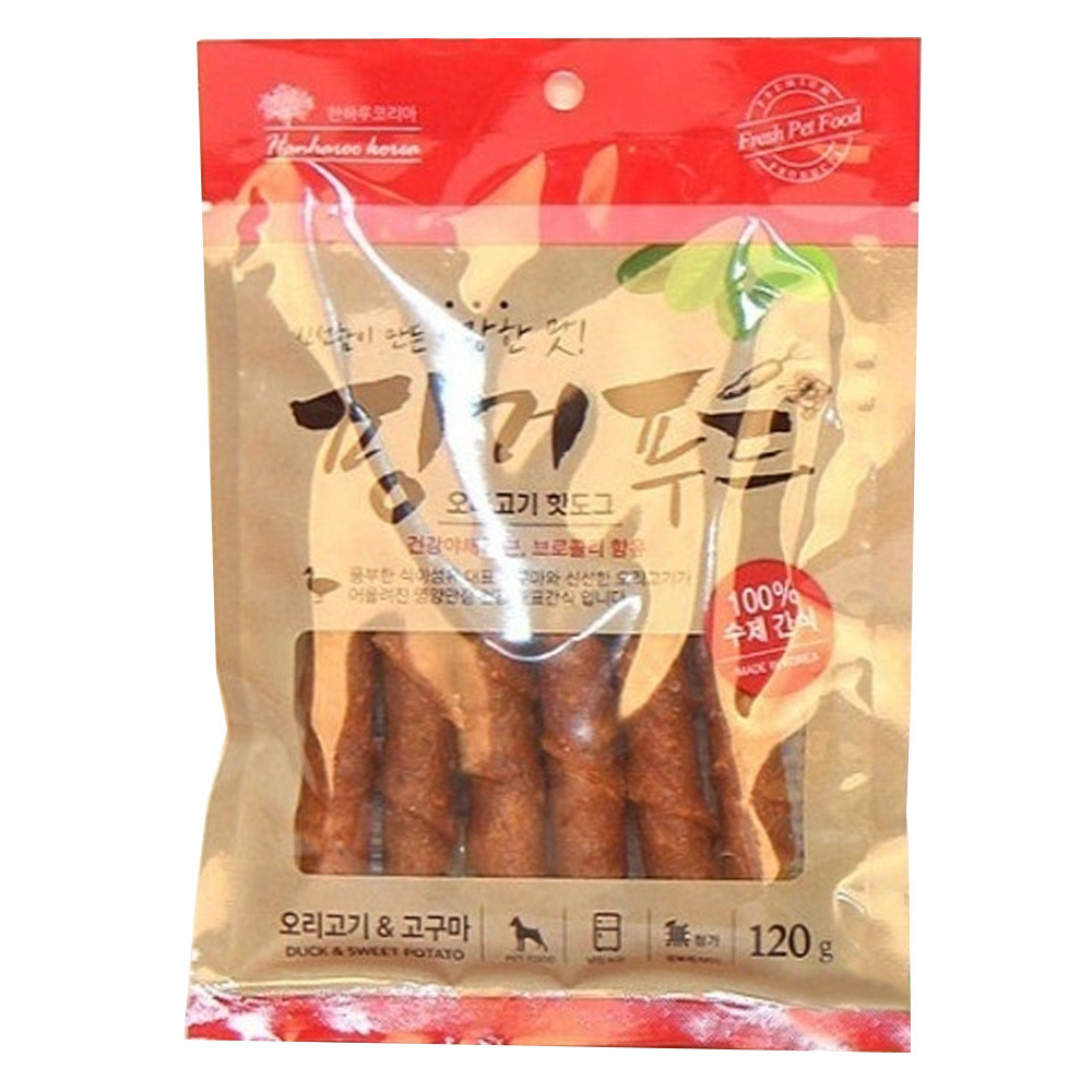 CNK 애견간식 핑거푸드 오리고기 고구마 핫도그 120g