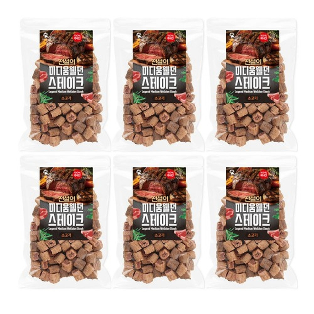 HNF 애견간식 전설의 미디움웰던 스테이크 소고기 100g x 6개