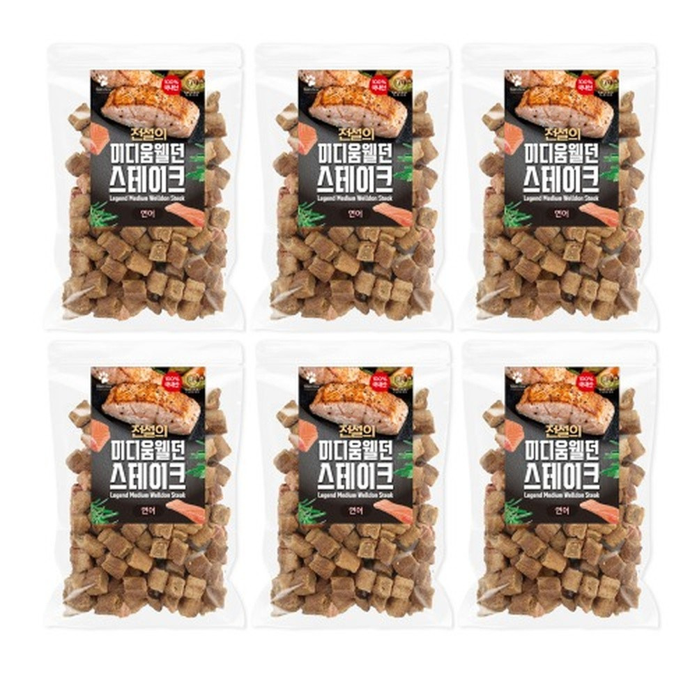 HNF 애견간식 전설의 미디움웰던 스테이크 연어 100g x 6개