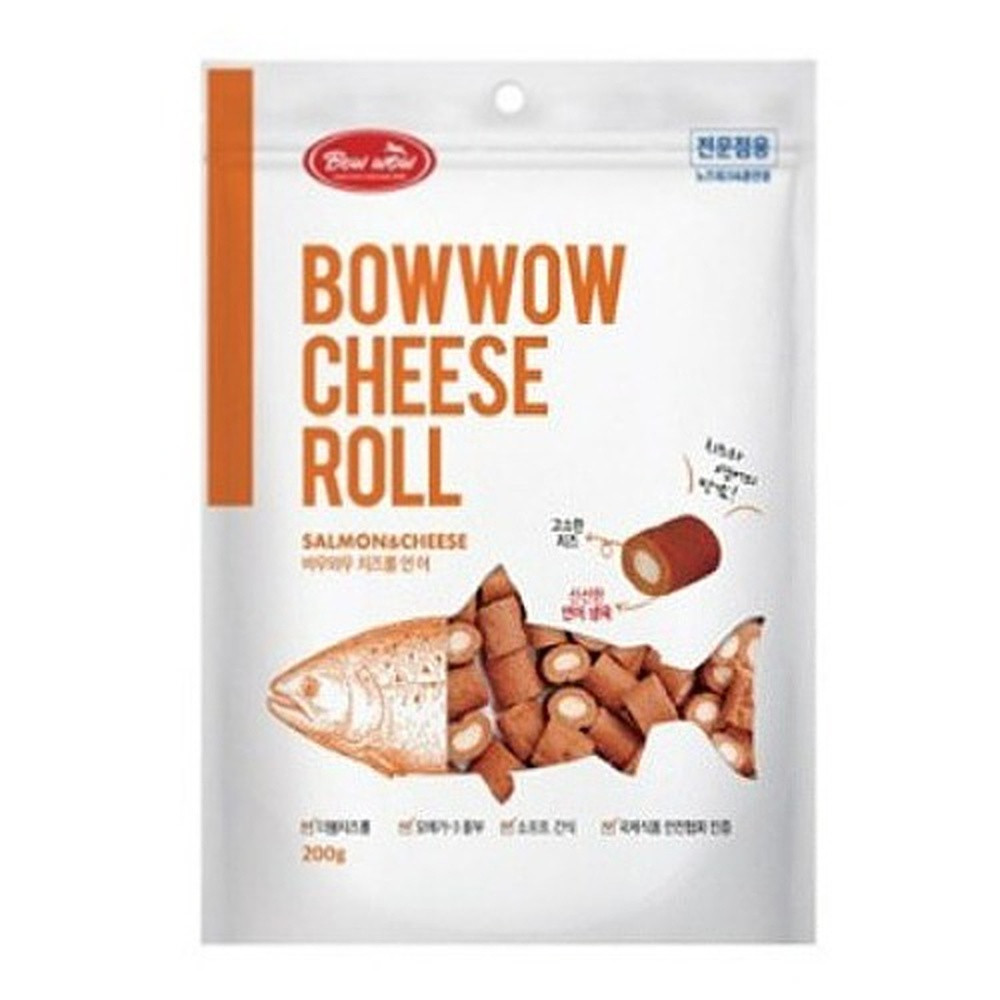 바우와우 애견간식 바우와우 치즈롤 (연어맛) 200g