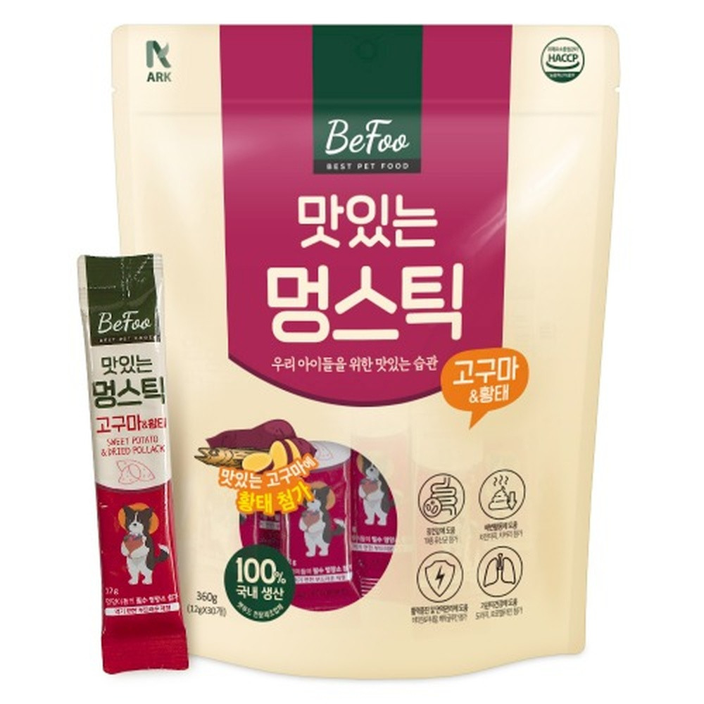베푸 강아지 베푸 맛있는 멍스틱 고구마 황태 360g
