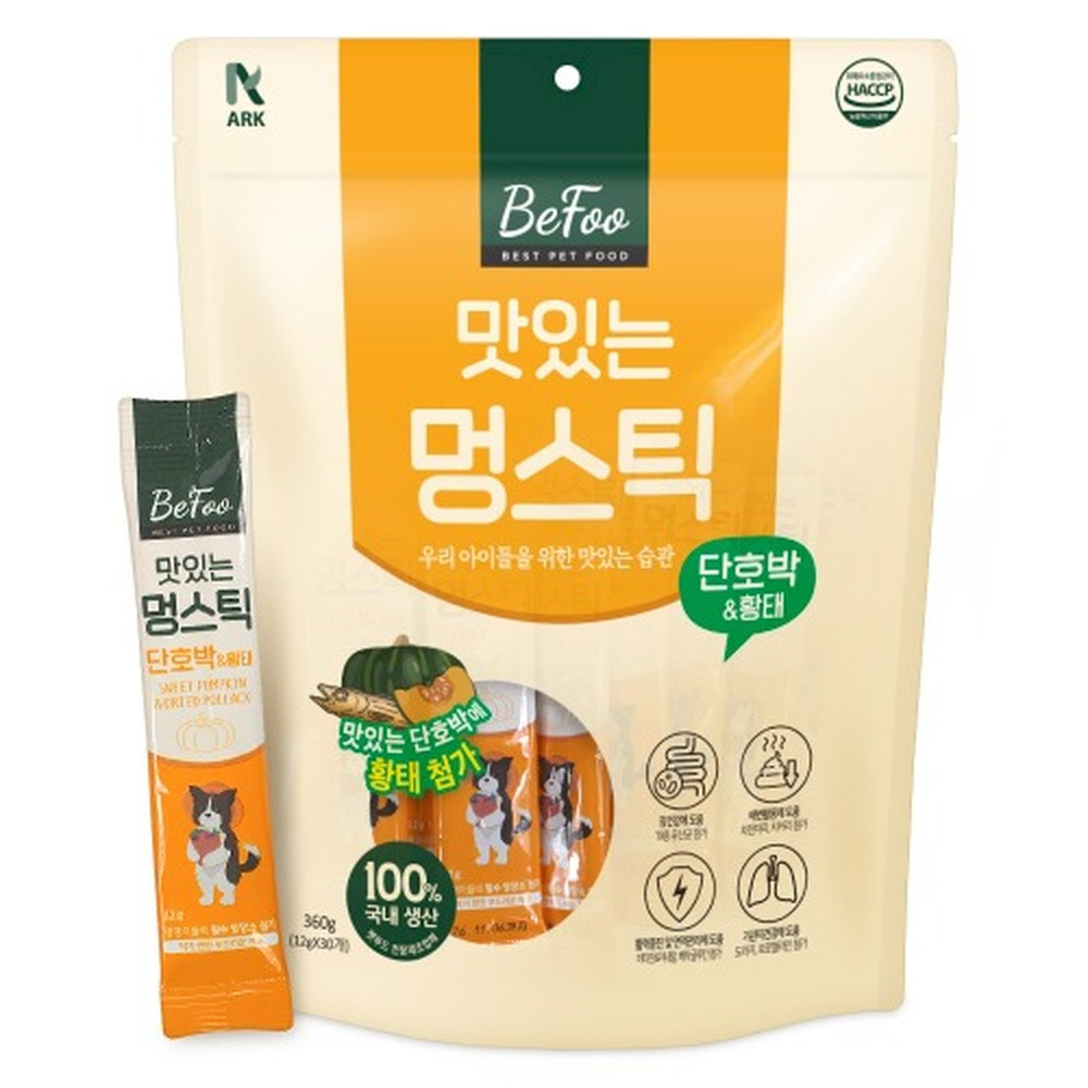 베푸 강아지 베푸 맛있는 멍스틱 단호박 황태 360g