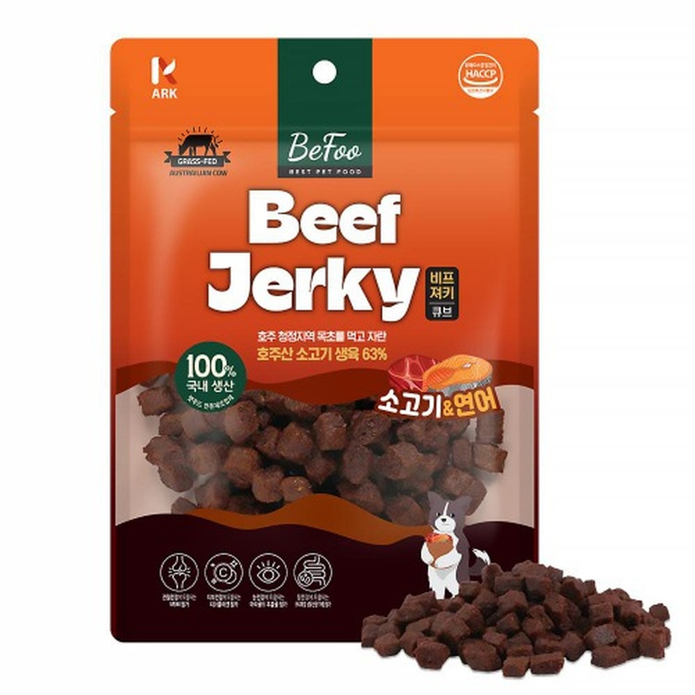 베푸 애견간식 베푸 비프져키 큐브 연어 120g