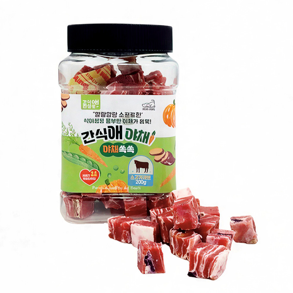 토리 애견간식 간식애야채 통간식 소프트 소고기 큐브 200g