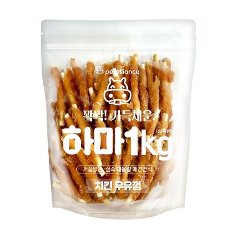 펫얼라이언스 강아지간식 하마 치킨 우유껌 1kg