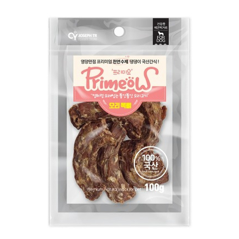 프리미요 강아지간식 국내산 수제간식 오리 목뼈 100g