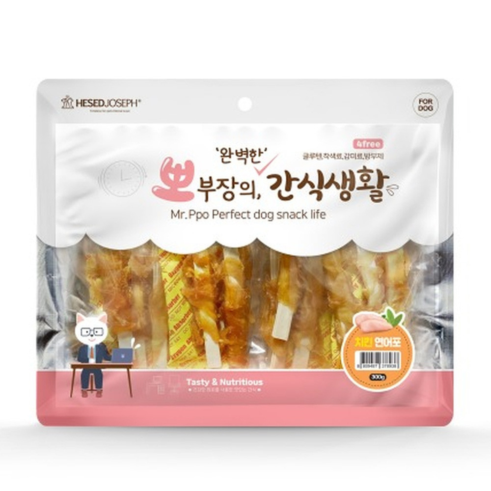 헤세드요셉 강아지간식 뽀부장의 간식생활 치킨 연어포 300g