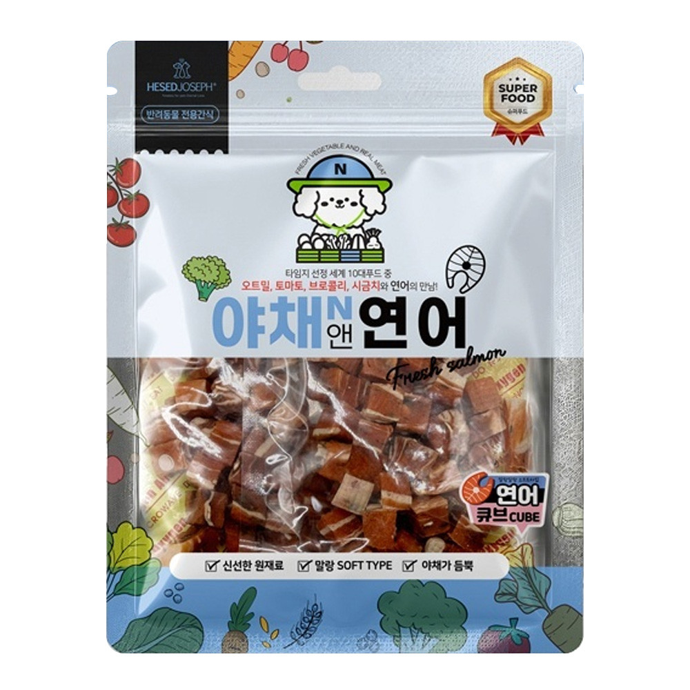 헤세드요셉 강아지간식 야채앤 연어 큐브 160g