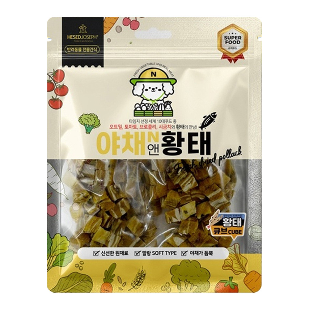 헤세드요셉 강아지간식 야채앤 황태 큐브 160g
