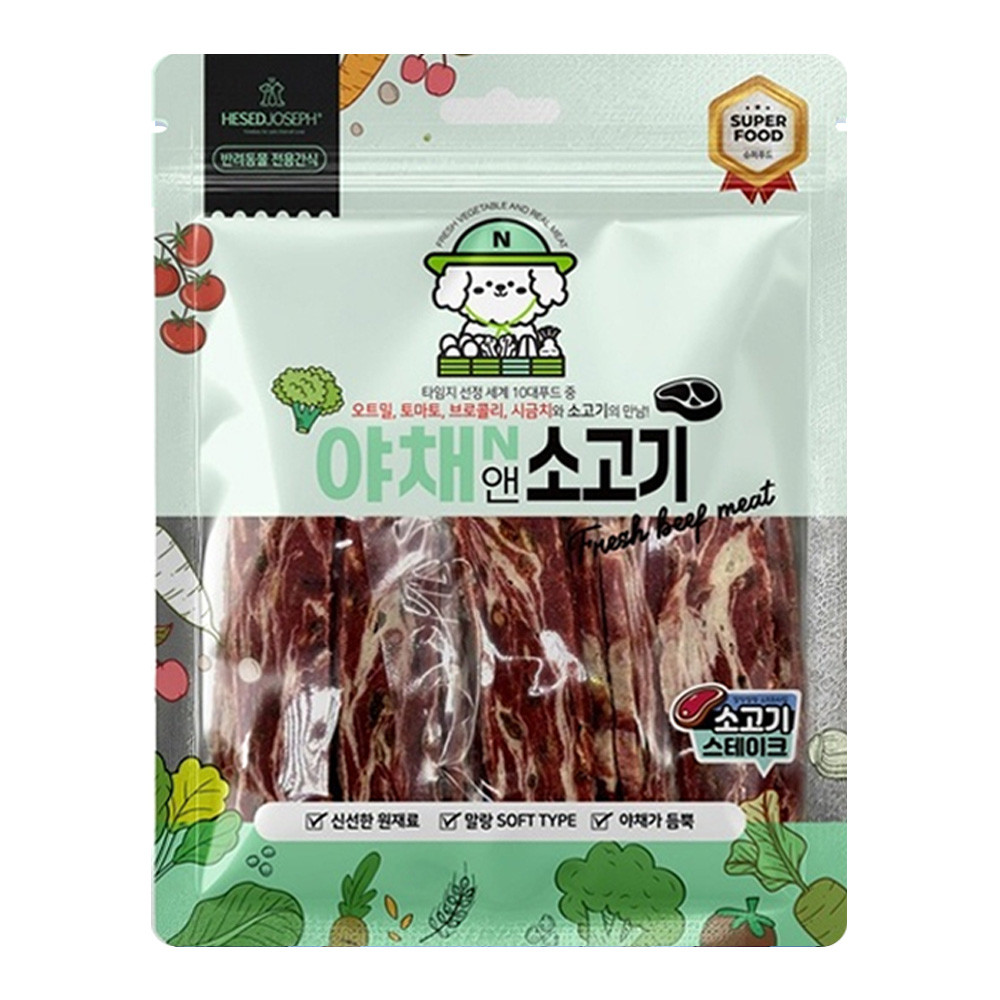 헤세드요셉 강아지간식 야채앤 소고기 스테이크 160g