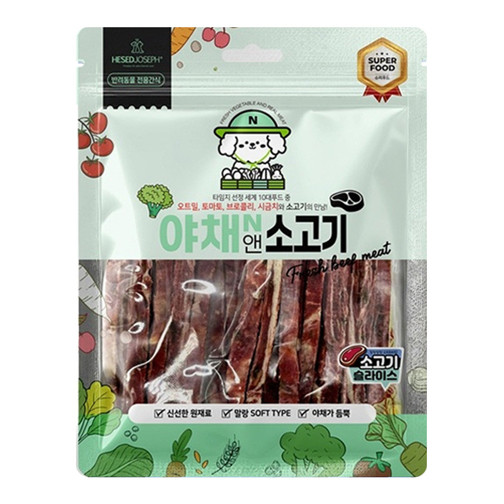 헤세드요셉 강아지간식 야채앤 소고기 슬라이스 160g