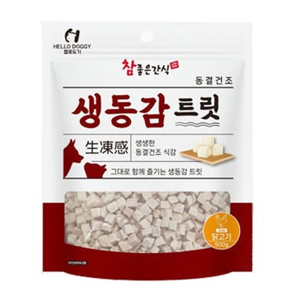 헬로도기 강아지간식 동결건조 생동감트릿 닭고기 500g