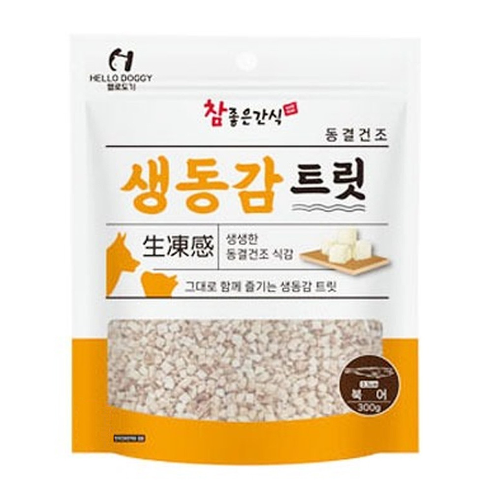 헬로도기 강아지간식 동결건조 생동감트릿 북어 미니 300g