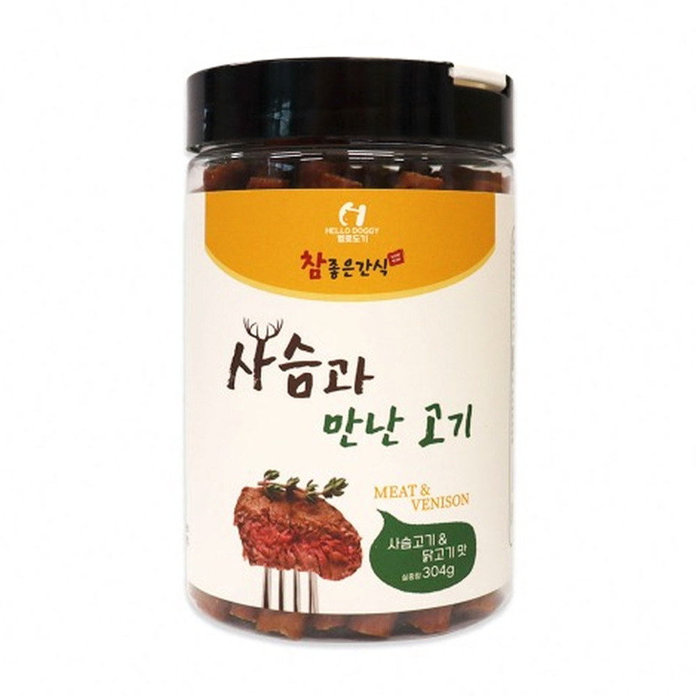 헬로도기 강아지간식 사슴과 만난 고기 (사슴고기 닭고기맛) 304g