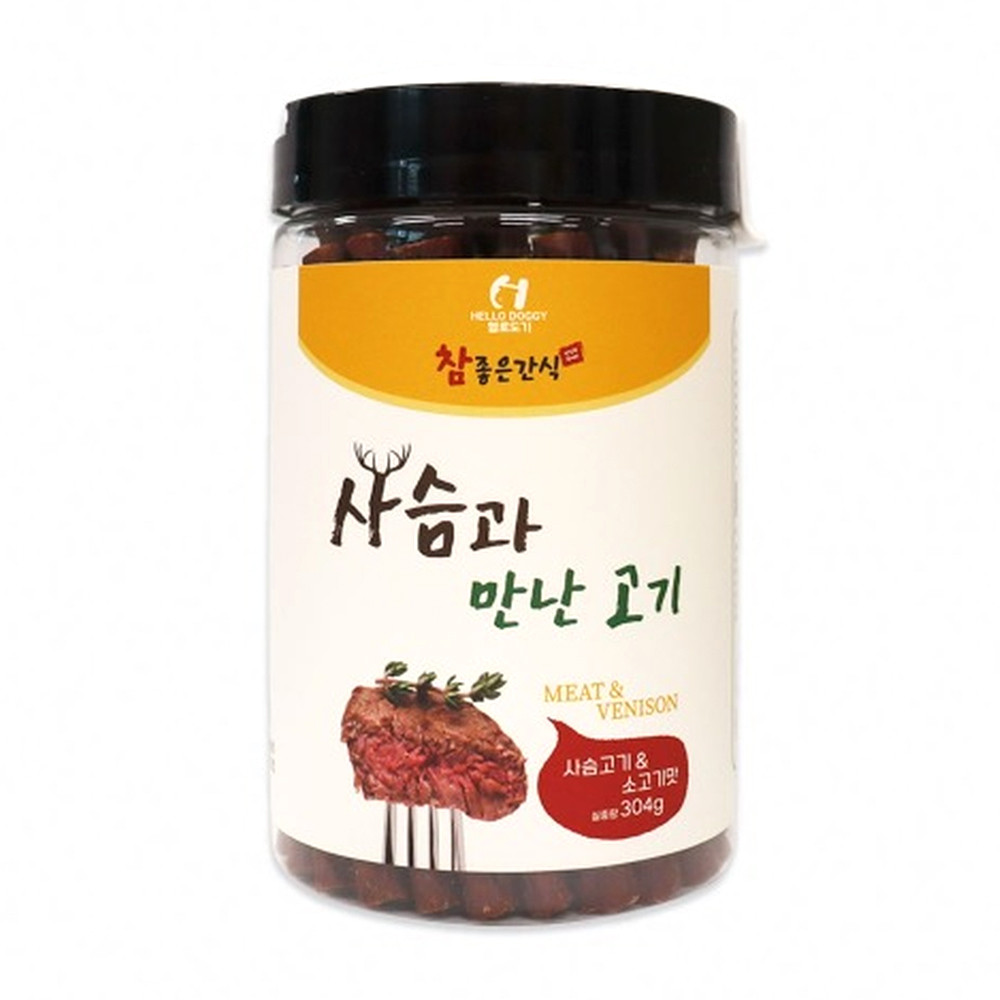 헬로도기 강아지간식 사슴과 만난 고기 (사슴고기 소고기맛) 304g