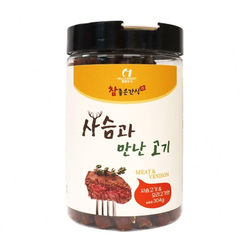 헬로도기 강아지간식 사슴과 만난 고기 (사슴고기 오리고기맛) 304g