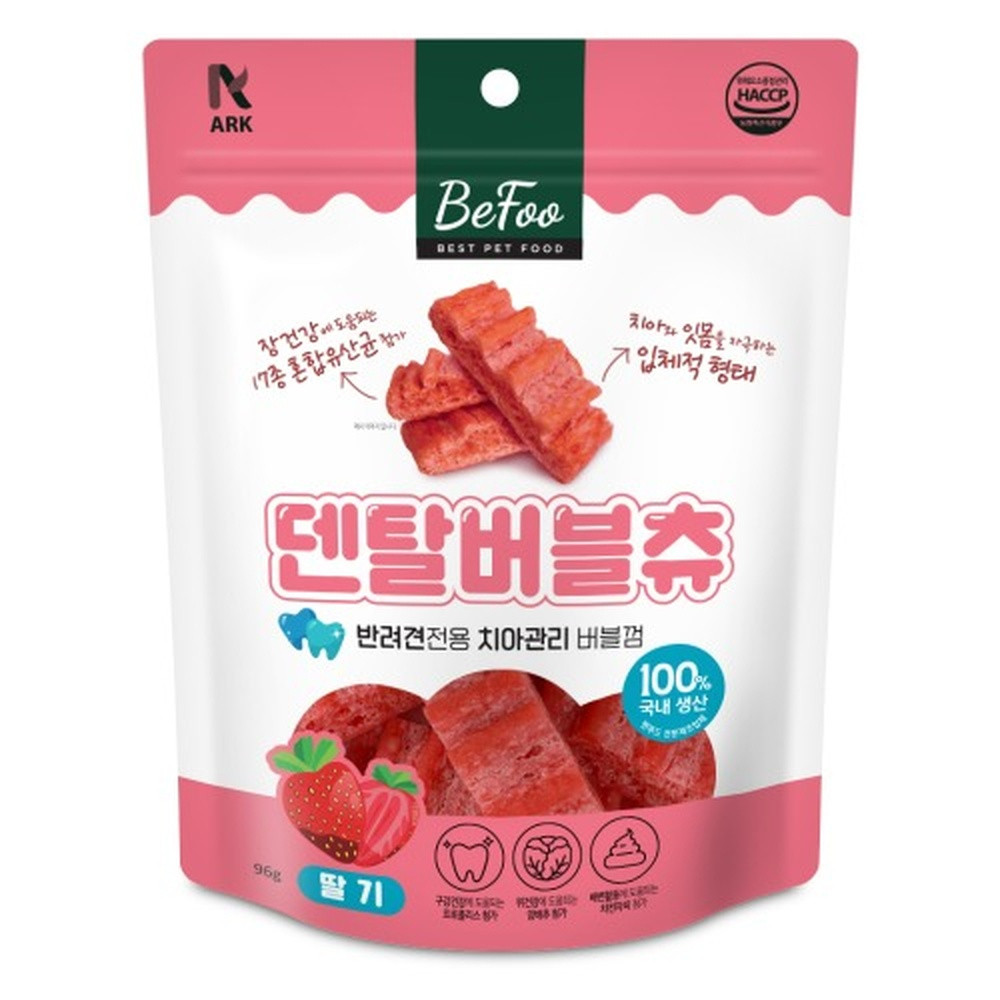 베푸 강아지껌 덴탈 버블츄 96g (딸기)