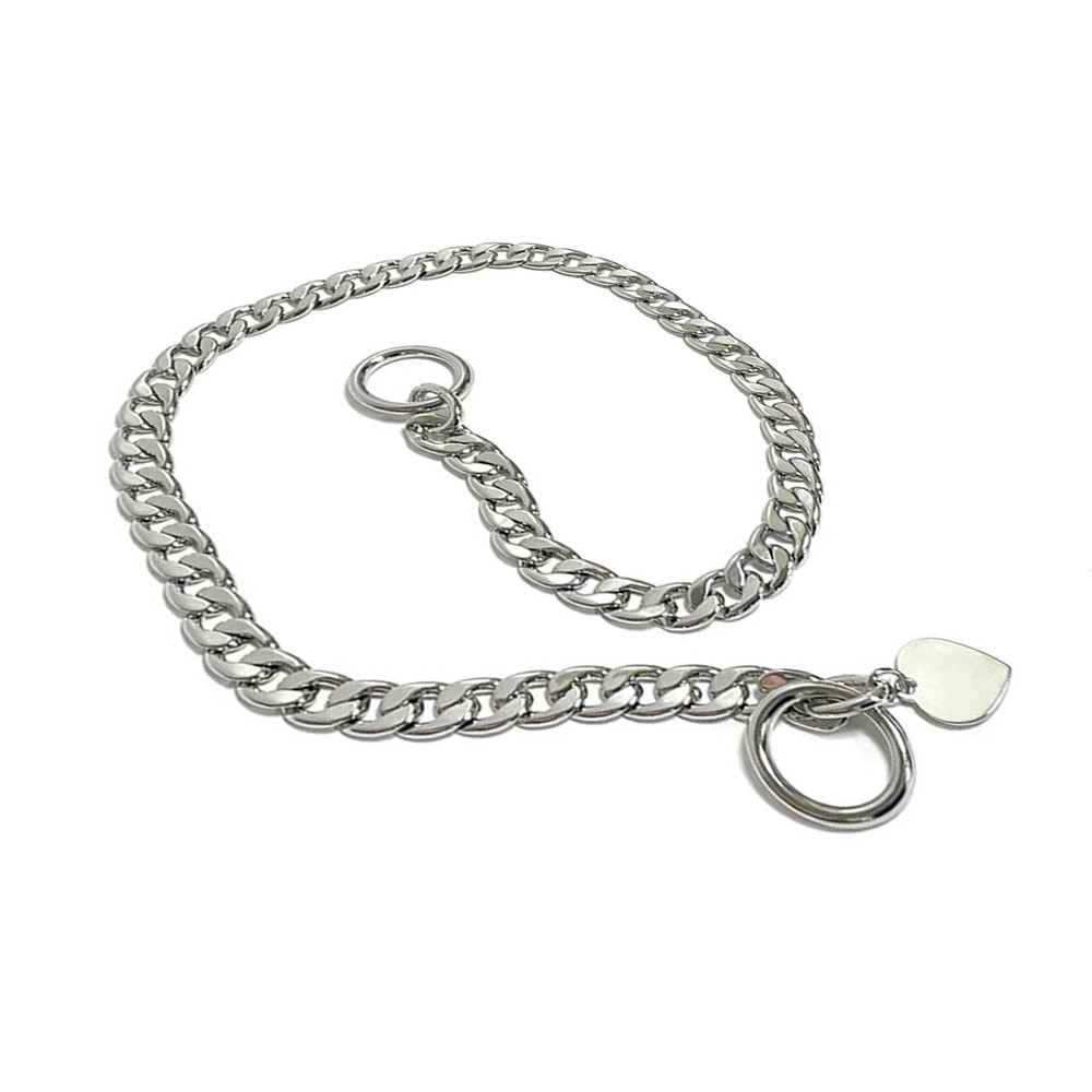 레인보우빌리지 강아지목줄 쌍줄 하트 초크체인 (1호)